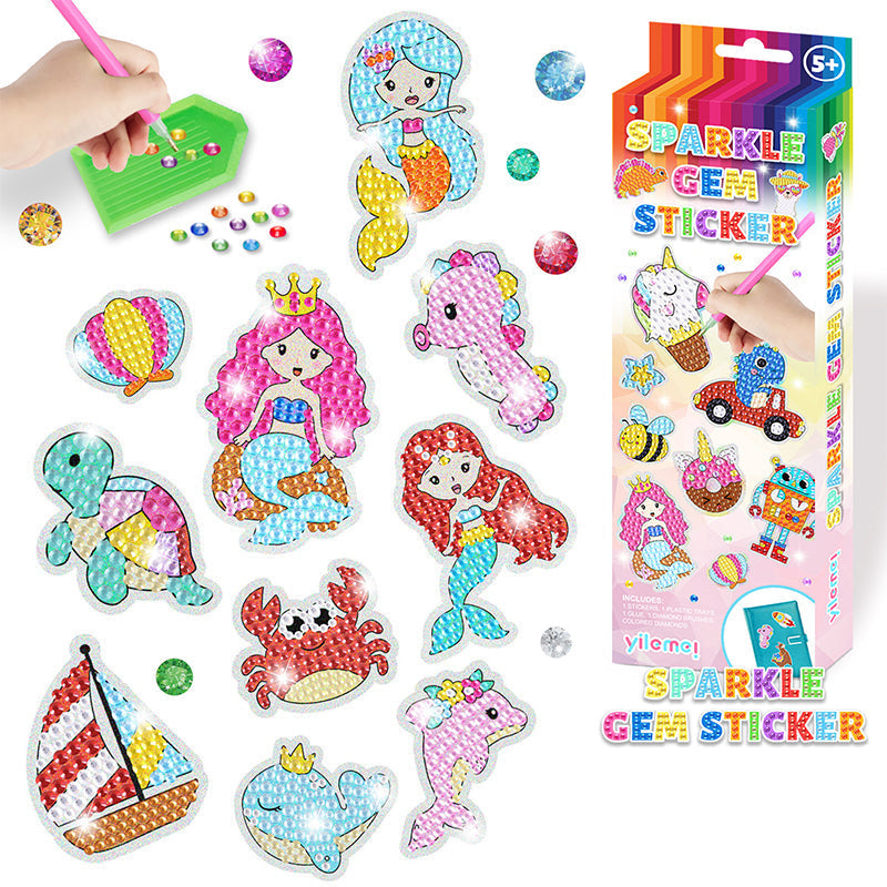 SparkleCraft Diamond Art Naklejki – Zestaw Kreatywny dla Dzieci z Błyszczącymi Kryształkami
