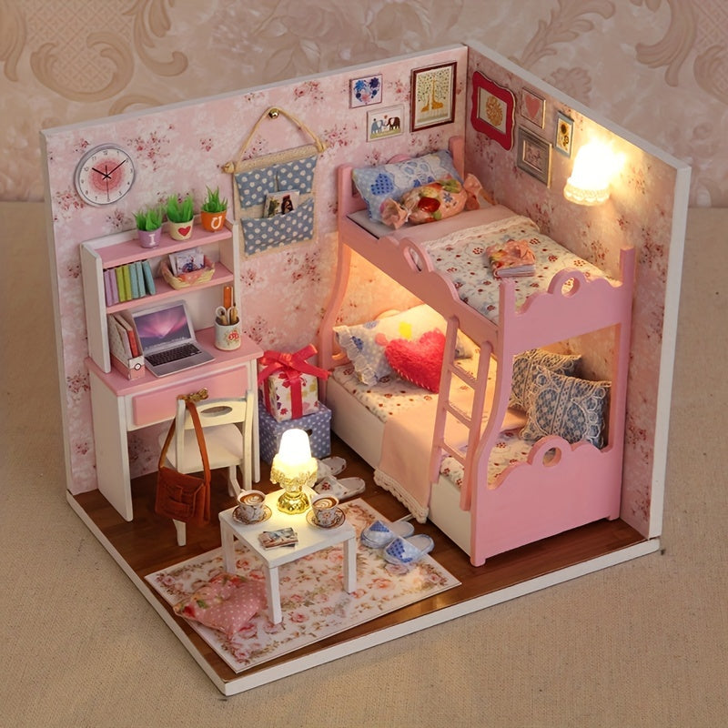 Zestaw DIY Miniaturowy Domek dla Lalek – Szczegółowy Pokój do Samodzielnego Złożenia