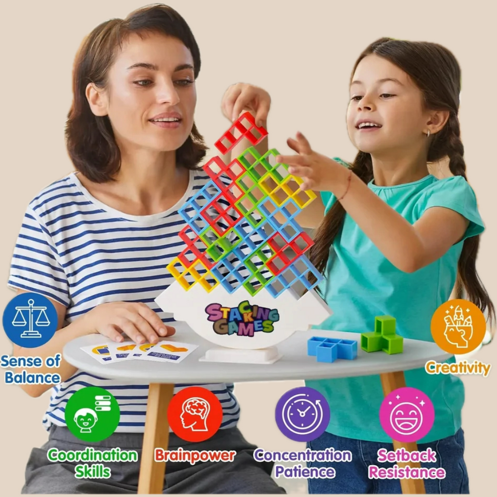 Montessori gra balansująca drewniana | Zabawka układanka dla dzieci 3+ lat
