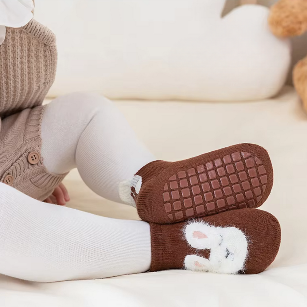 SnugSteps Antypoślizgowe Skarpetki dla Niemowląt i Maluchów – Ciepłe Skarpetki z Motywami Zwierzątek dla Bezpiecznego Chodzenia i Zabawy