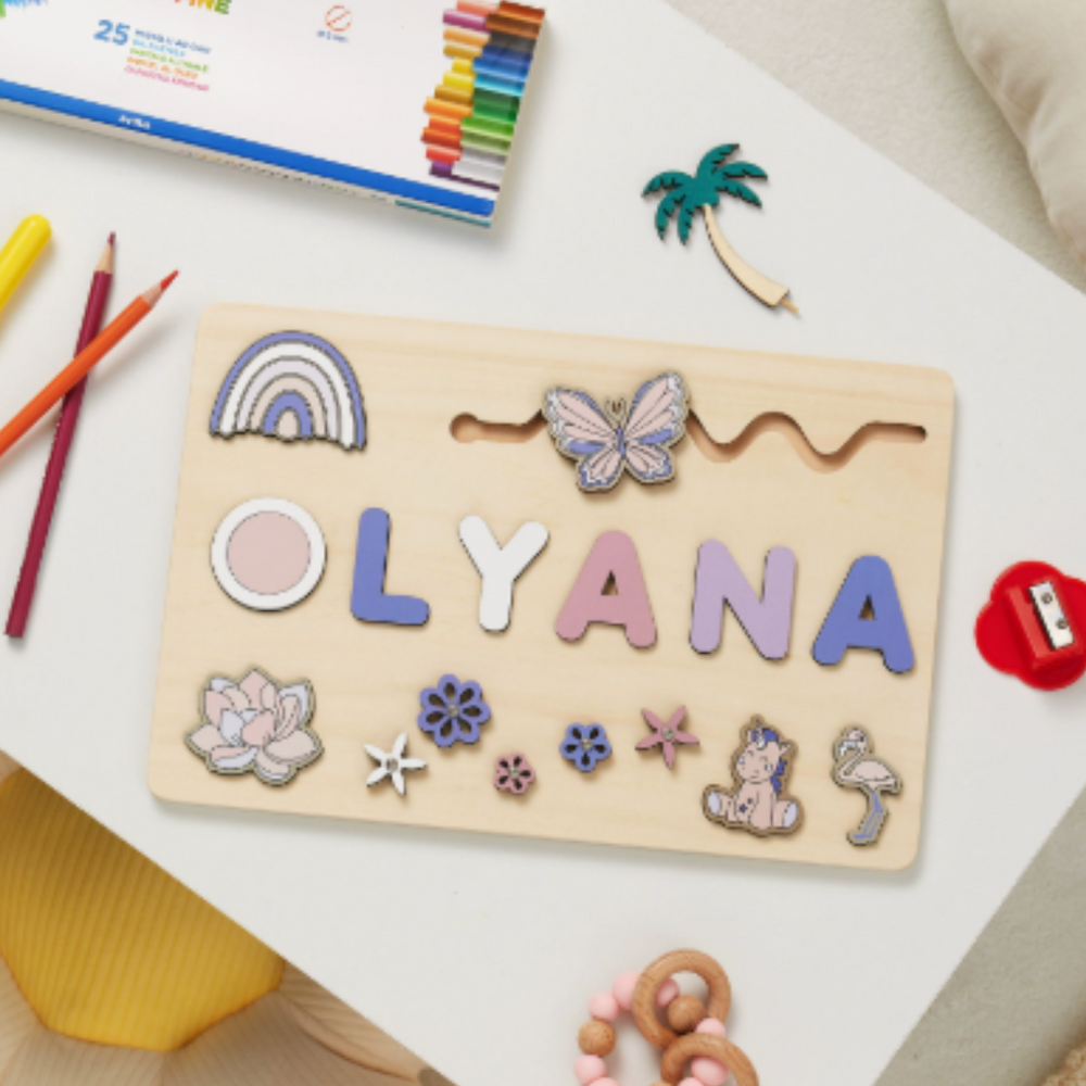 Personalizowana Drewniana Układanka z Imieniem – Edukacyjna Zabawka Prezent dla Dziecka