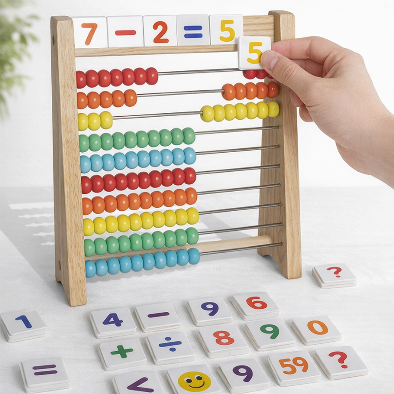 Drewniana Tablica Edukacyjna do Liczenia dla Dzieci – Montessori z Magnetycznymi Krążkami i Tablicą Kredową | Eduvia RekenRond