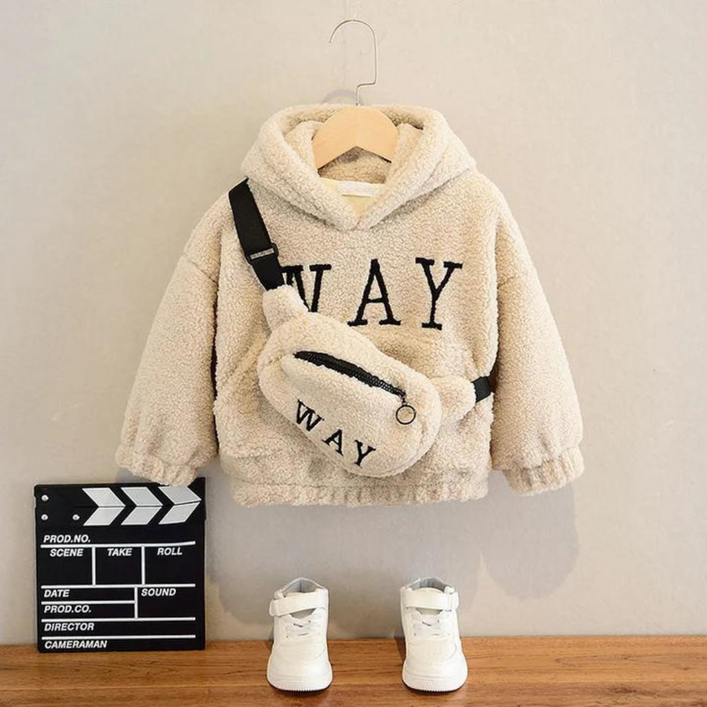 Comfy Combi Teddy Sweater dla Dzieci – Ciepła Bluza z Pasującą Torebką na Ramię 2-7 Lat