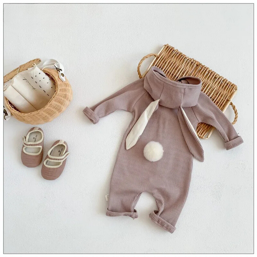 Luvello BunnySnug Pajacyk dla Niemowląt z Króliczymi Uszkami – Miękkie Bawełniane Body Unisex (Rozmiar 66–90)