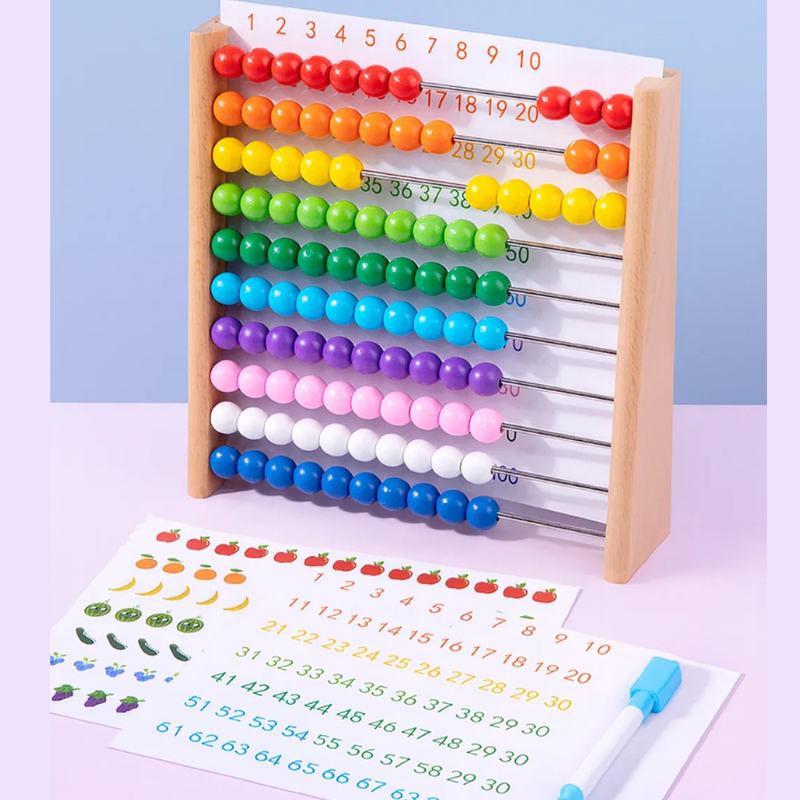 Drewniana Tablica Edukacyjna do Liczenia dla Dzieci – Montessori z Magnetycznymi Krążkami i Tablicą Kredową | Eduvia RekenRond