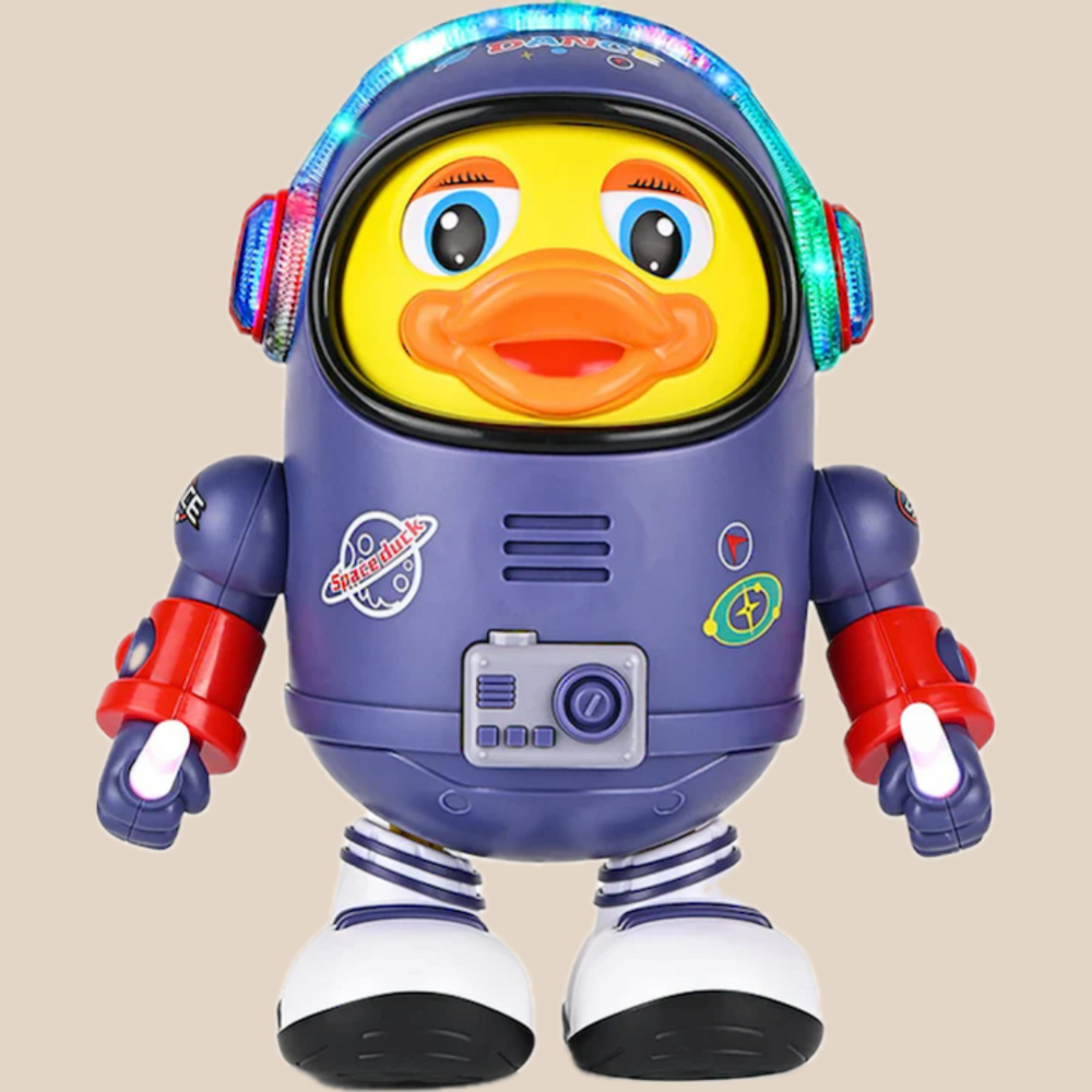 Kaczuszka Astronauta - Edukacyjna Zabawka dla Niemowląt, Żółto-Niebieska, Bez BPA, 6+ Miesięcy