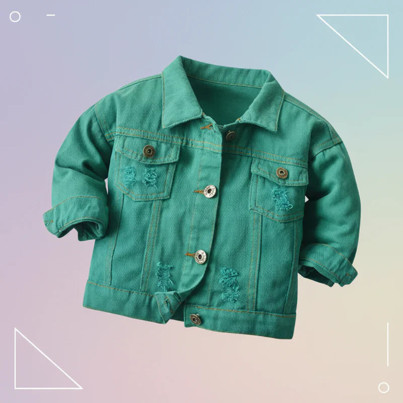 Dziecięca Kurtka Jeansowa Candy Color – Lekka Kurtka Denim | 6-12M-7L