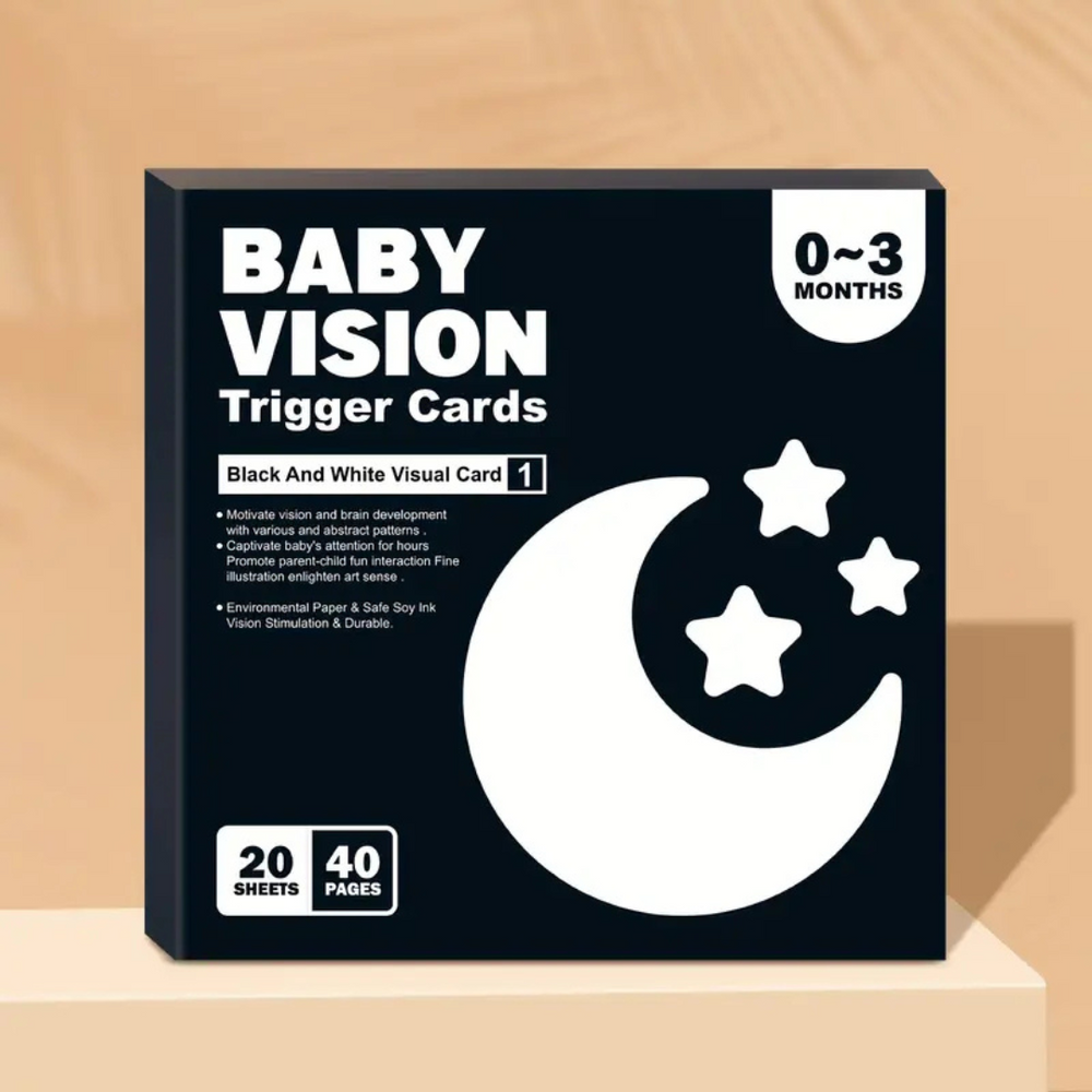 Karty Kontrastu Baby Vision – Stymulacja Zmysłów i Rozpoznawanie Kształtów 0-3 Lata