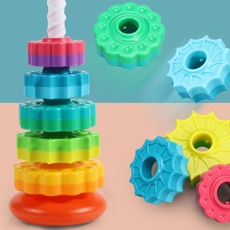 Rotating Tower™ Kolorowa Wieża do Układania – Zabawka Edukacyjna dla Niemowląt i Maluchów (1+)