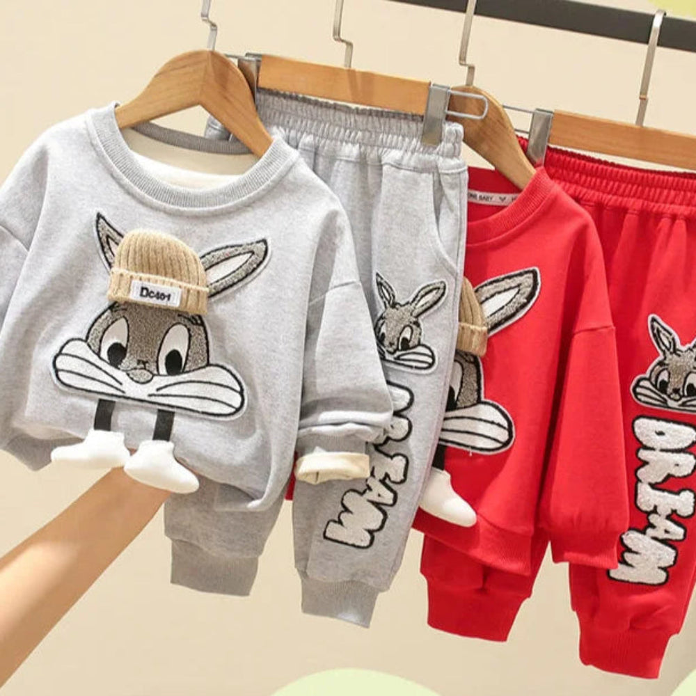 Unisex Ciepły Komplet Bluza i Spodnie z Króliczkiem (2-częściowy)