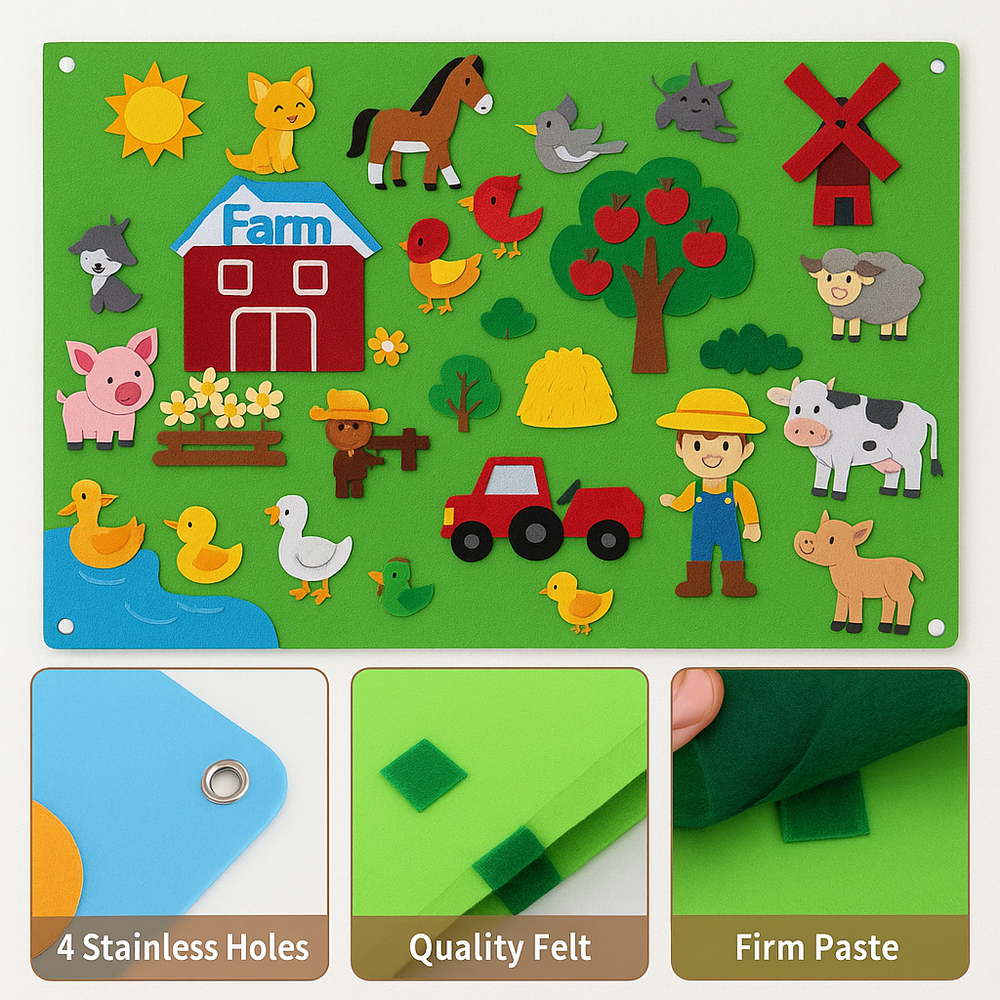 PlayCraft FeltBoard – Edukacyjna Tablica Filcowa dla Dzieci, Rozwijaj Kreatywność i Motorykę