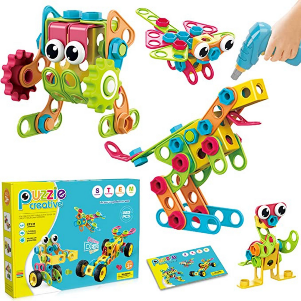 Zestaw Konstrukcyjny STEM z Elektryczną Wiertarką dla Dzieci – BoltCraft Builder Kit Edukacyjna Zabawka Budowlana