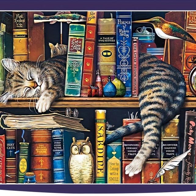 Puzzle Kot 1000 Elementów – Układanka z Motywem Książkowym (70×50 cm)