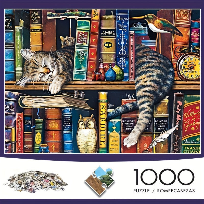 Puzzle Kot 1000 Elementów – Układanka z Motywem Książkowym (70×50 cm)