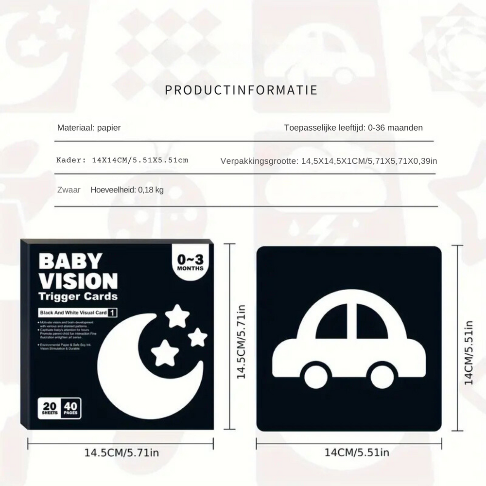 Karty Kontrastu Baby Vision – Stymulacja Zmysłów i Rozpoznawanie Kształtów 0-3 Lata