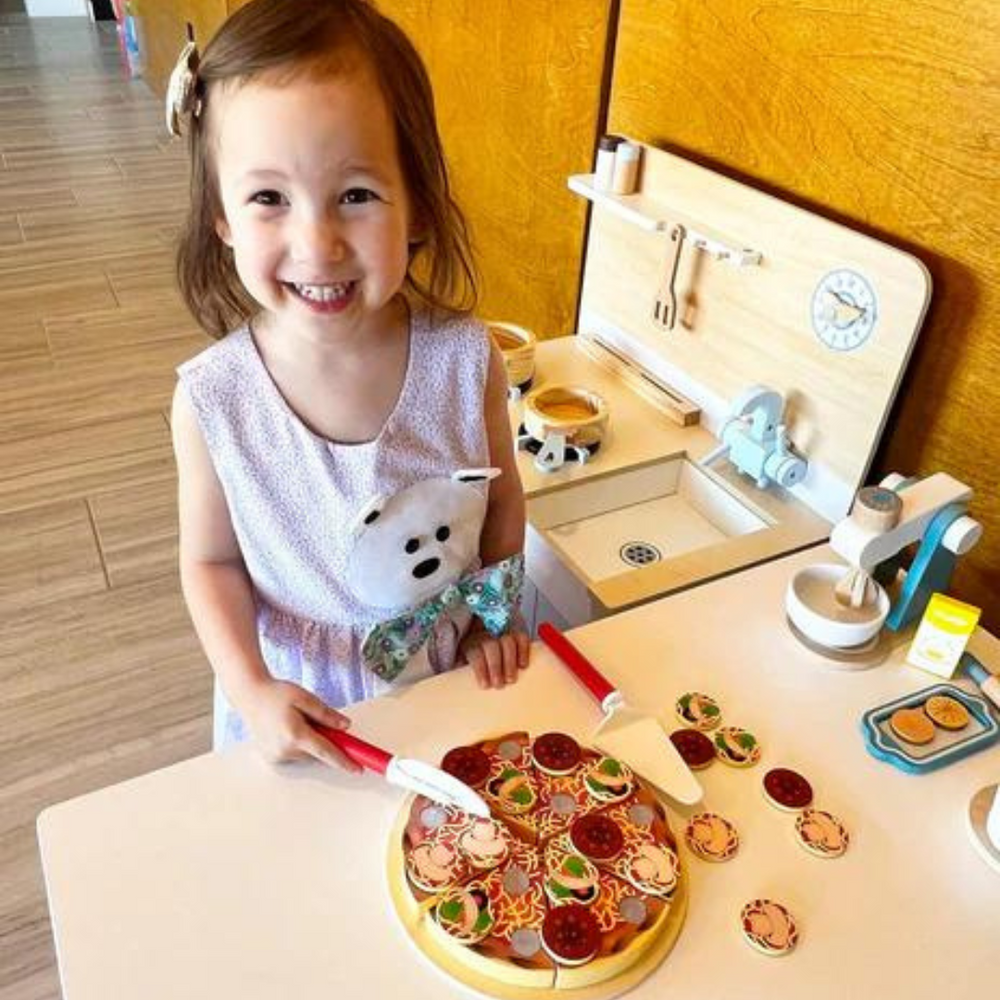 Drewniany Zestaw do Pizzy dla Dzieci – Edukacyjna Zabawa w Odgrywanie Ról od 3 lat