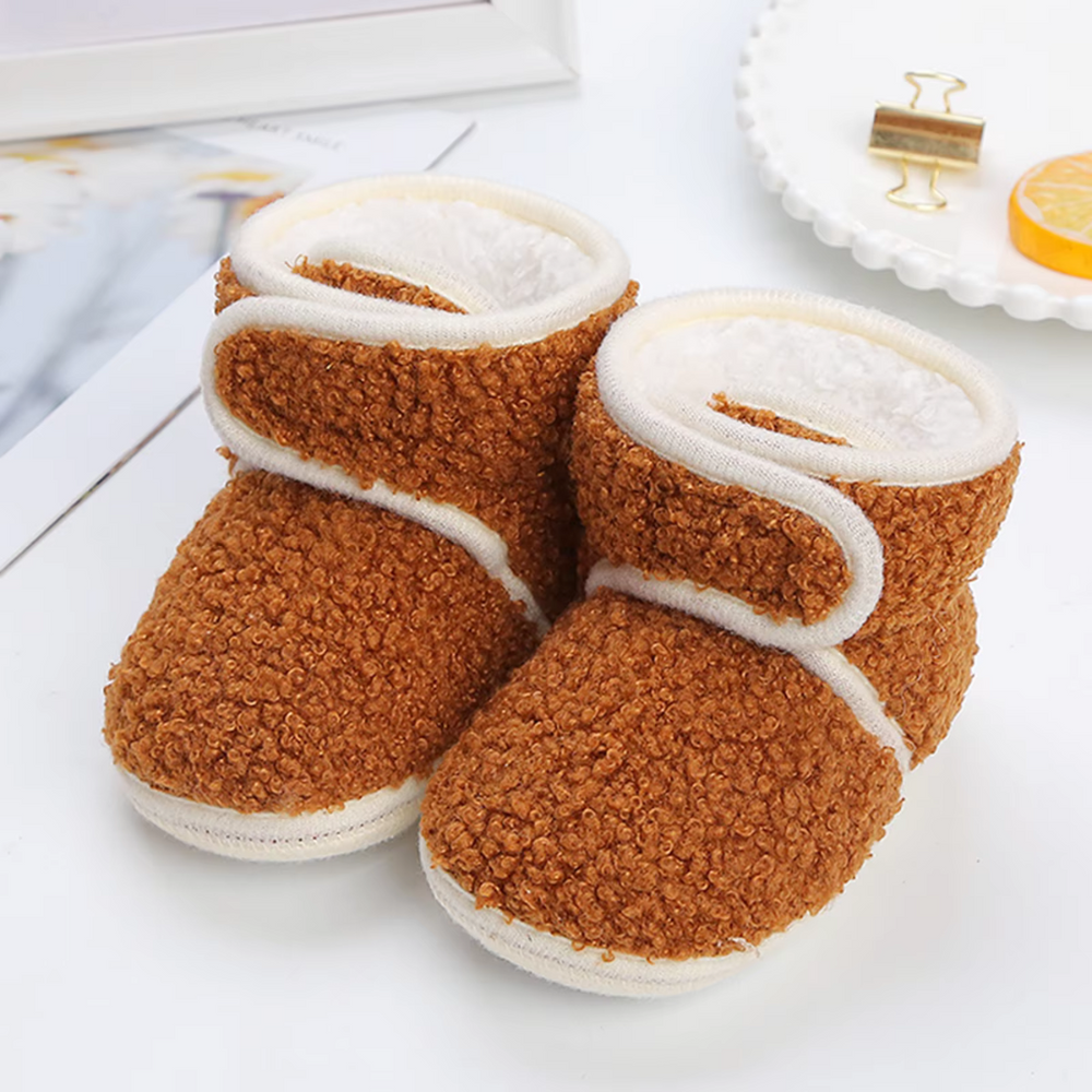 Comfy Booties Kapcie Dziecięce dla Niemowląt i Maluchów – Ciepłe Botki z Miękkiego Polaru Teddy z Rzepem dla Chłopców i Dziewczynek