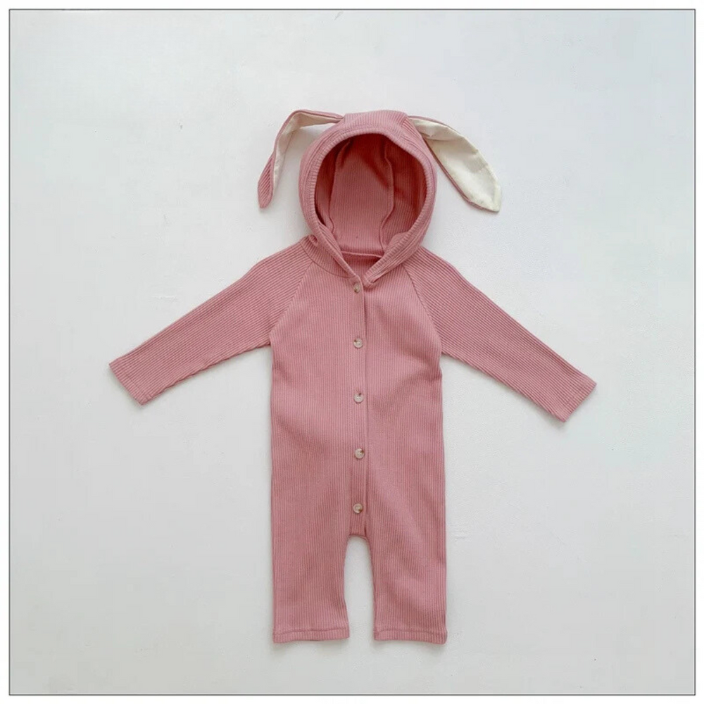 Luvello BunnySnug Pajacyk dla Niemowląt z Króliczymi Uszkami – Miękkie Bawełniane Body Unisex (Rozmiar 66–90)