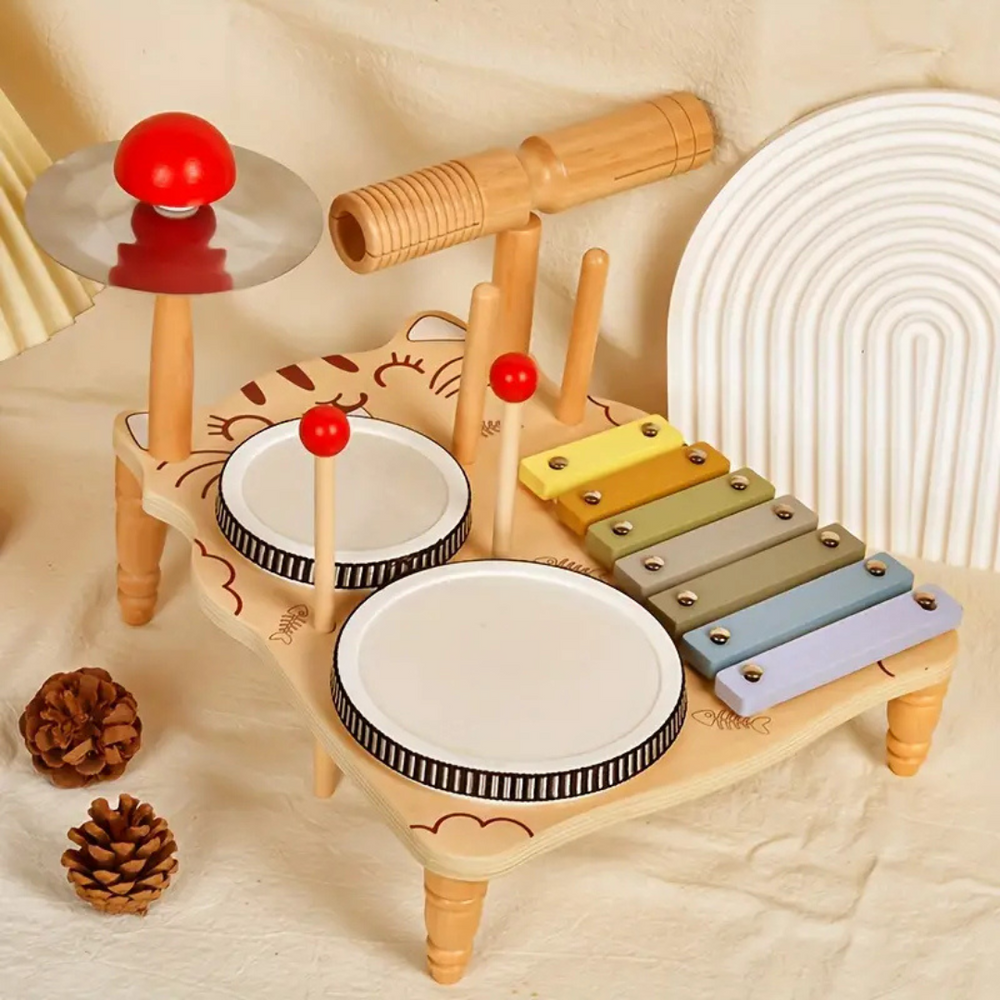 Arvello Play RhythmCraft Drewniana Perkusja dla Dzieci – Zabawka Muzyczna z Ksylofonem dla Maluchów od 3 Lat