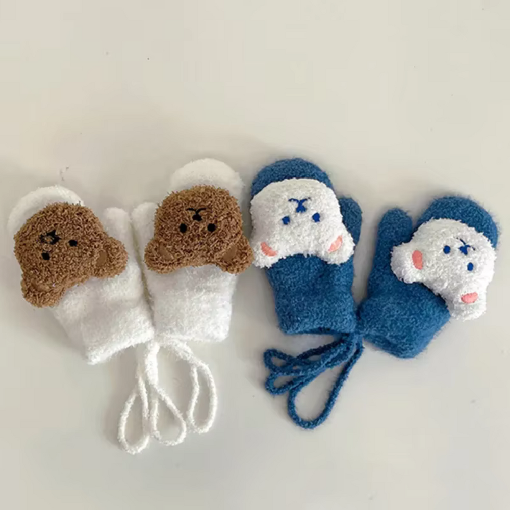 LittleCub Mittens – Ciepłe i Urocze Dziane Rękawiczki dla Niemowląt i Maluchów z Motywem Misia na Jesień i Zimę