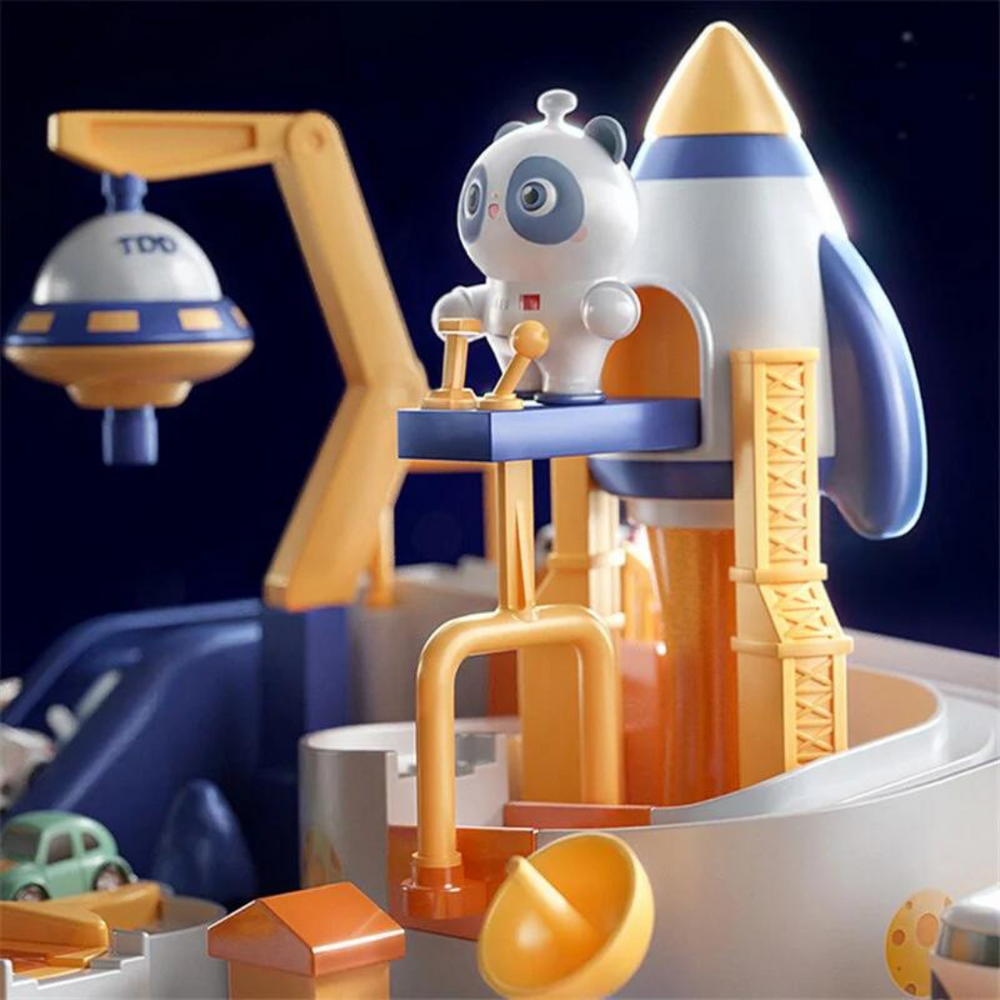 Tor Wyścigowy Space Adventure – Montessori Tor do Zabawy dla Kreatywnej i Edukacyjnej Rozrywki (1-8 Lat)
