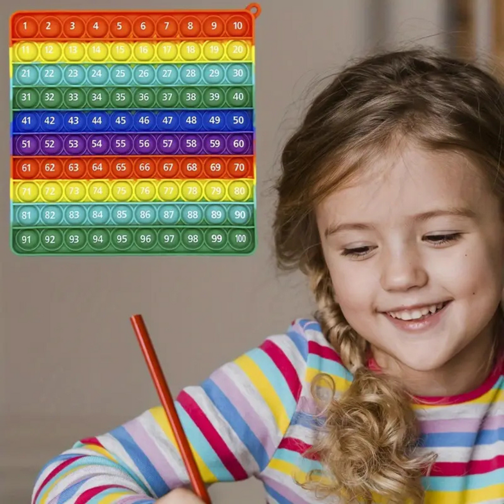 CyfroPop 100 – Edukacyjna Tęczowa Zabawka Pop dla Przedszkolaków | Nauka Liczenia i Rachunków przez Zabawę