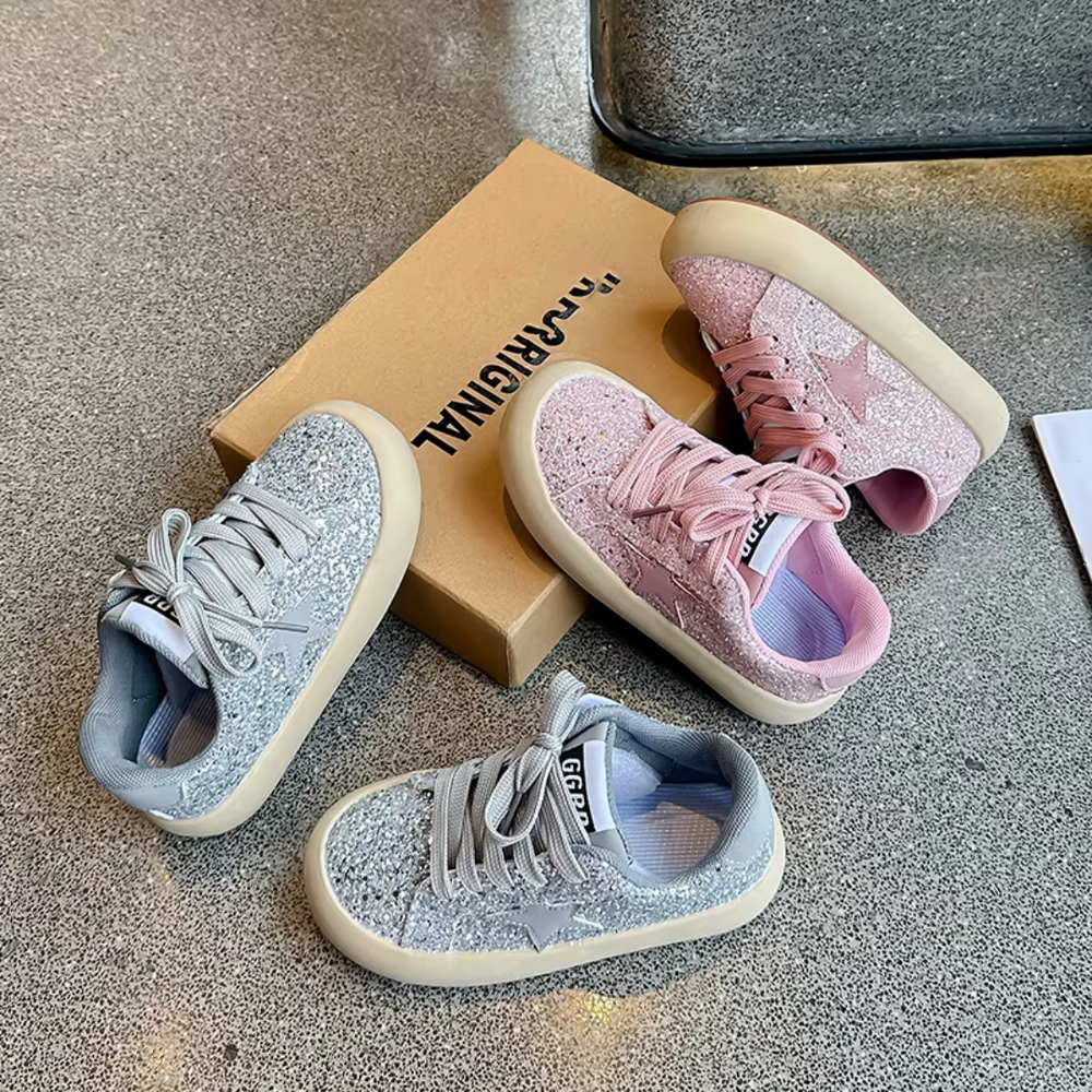 Błyszczące sneakersy dla dziewczynki | Buty dziecięce z brokatem
