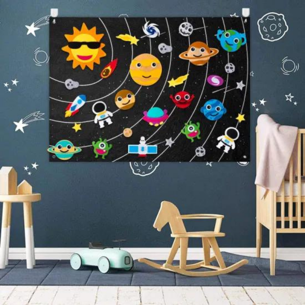 Edukacyjna Filcowa Tablica Kosmiczna dla Dzieci – Rozwojowa Zabawka DIY Wszechświat