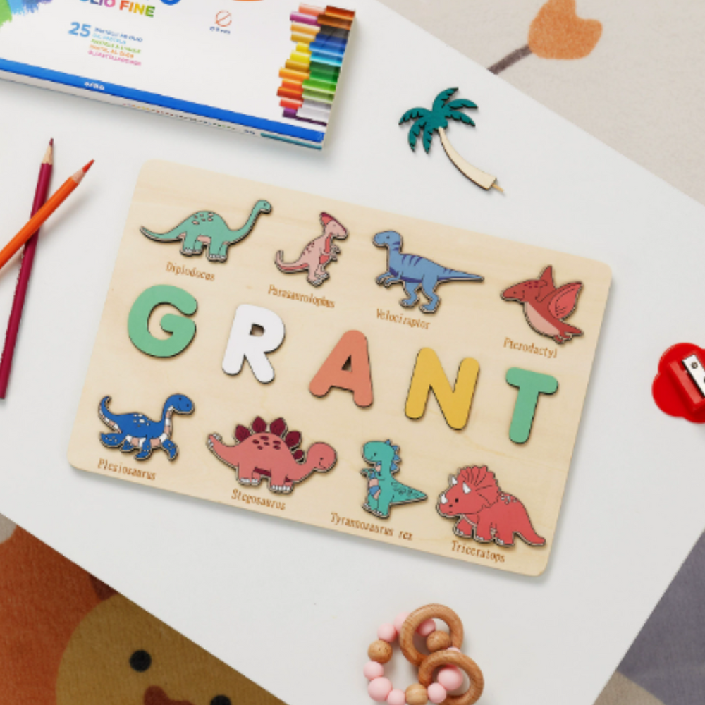 Personalizowana Drewniana Układanka z Imieniem – Edukacyjna Zabawka Prezent dla Dziecka