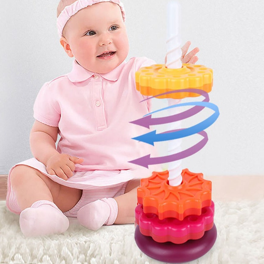 Rotating Tower™ Kolorowa Wieża do Układania – Zabawka Edukacyjna dla Niemowląt i Maluchów (1+)