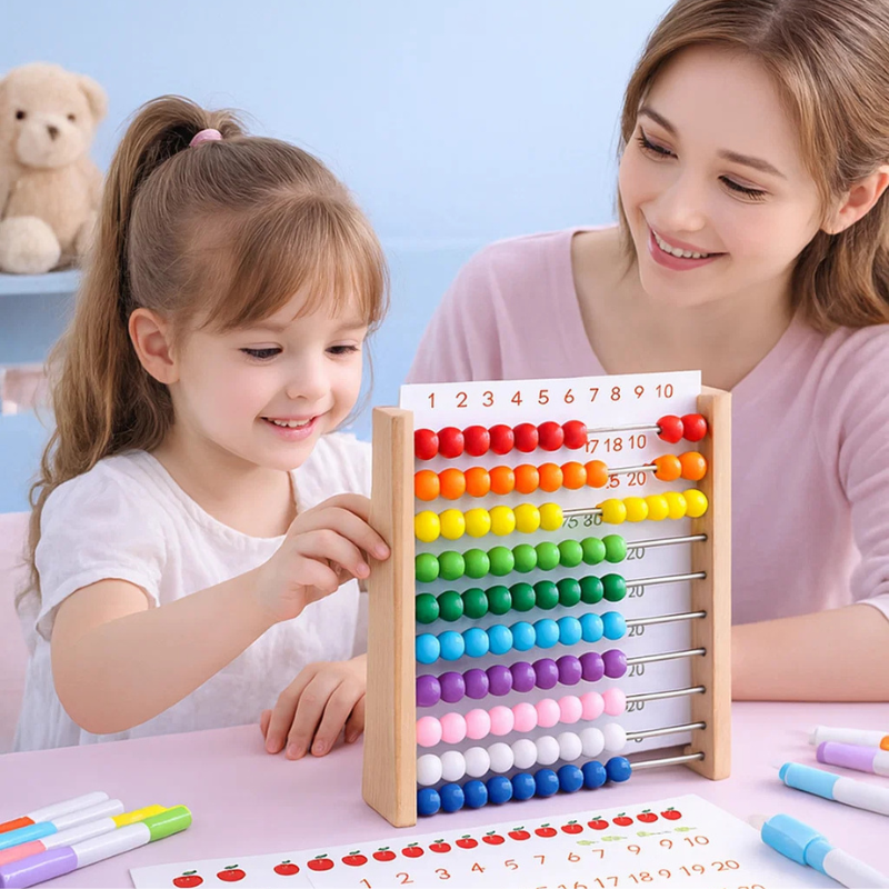 Drewniana Tablica Edukacyjna do Liczenia dla Dzieci – Montessori z Magnetycznymi Krążkami i Tablicą Kredową | Eduvia RekenRond
