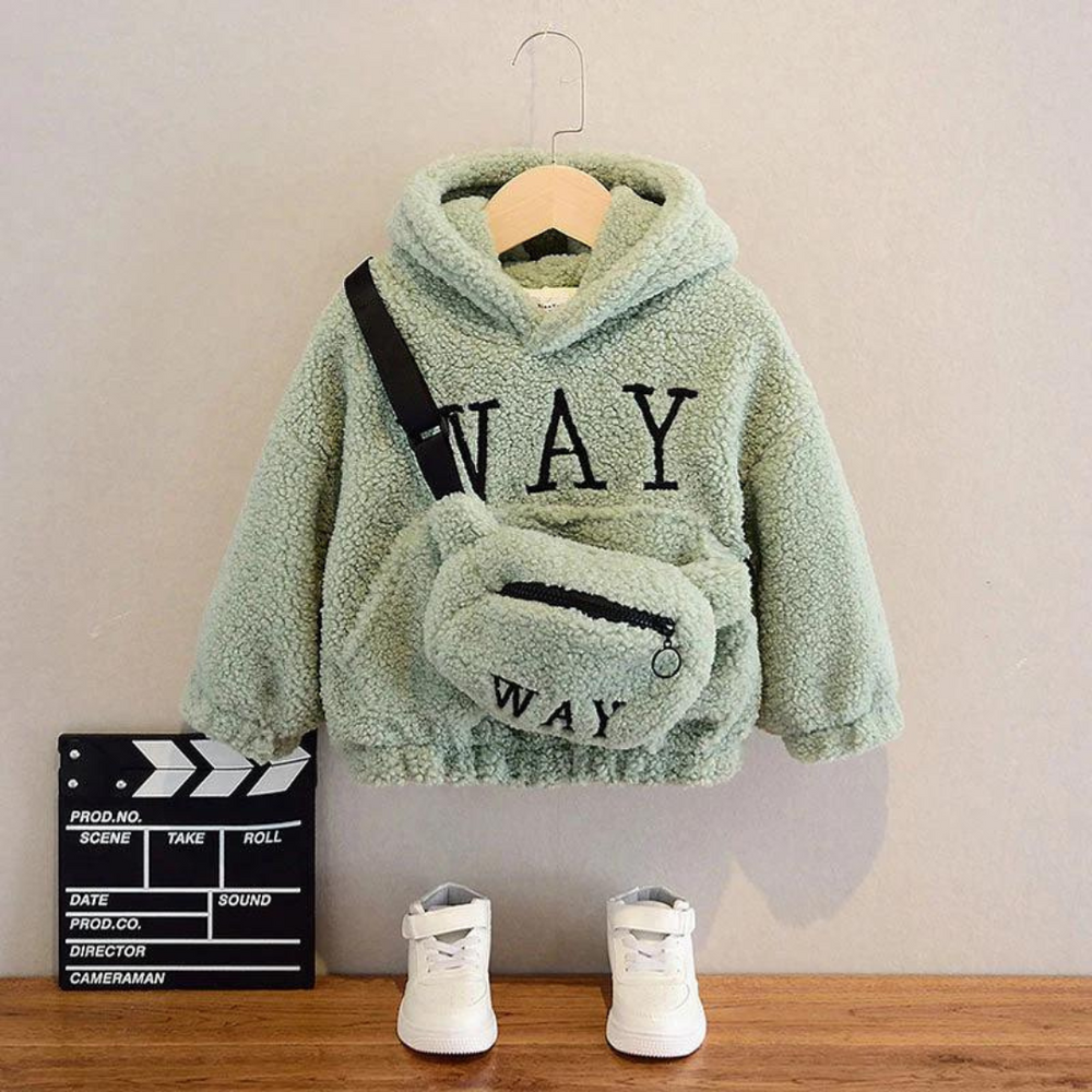 Comfy Combi Teddy Sweater dla Dzieci – Ciepła Bluza z Pasującą Torebką na Ramię 2-7 Lat