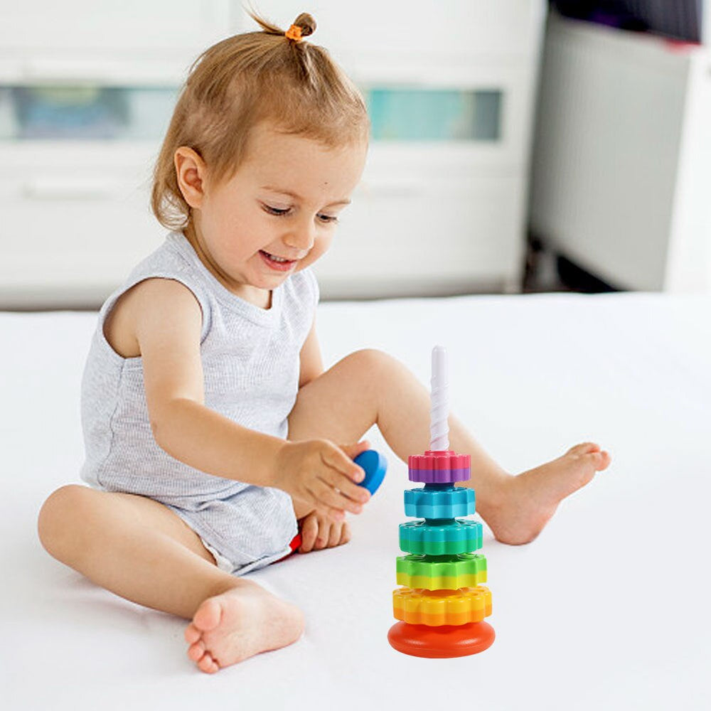Rotating Tower™ Kolorowa Wieża do Układania – Zabawka Edukacyjna dla Niemowląt i Maluchów (1+)