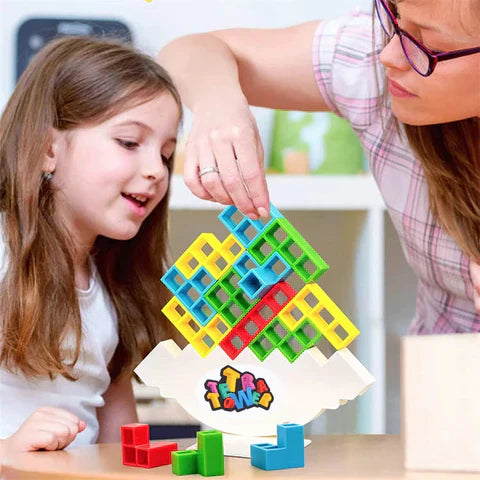 Gra Zręcznościowa z Balansowaniem dla Dzieci i Rodzin – Klocki do Układania w Stylu Tetris