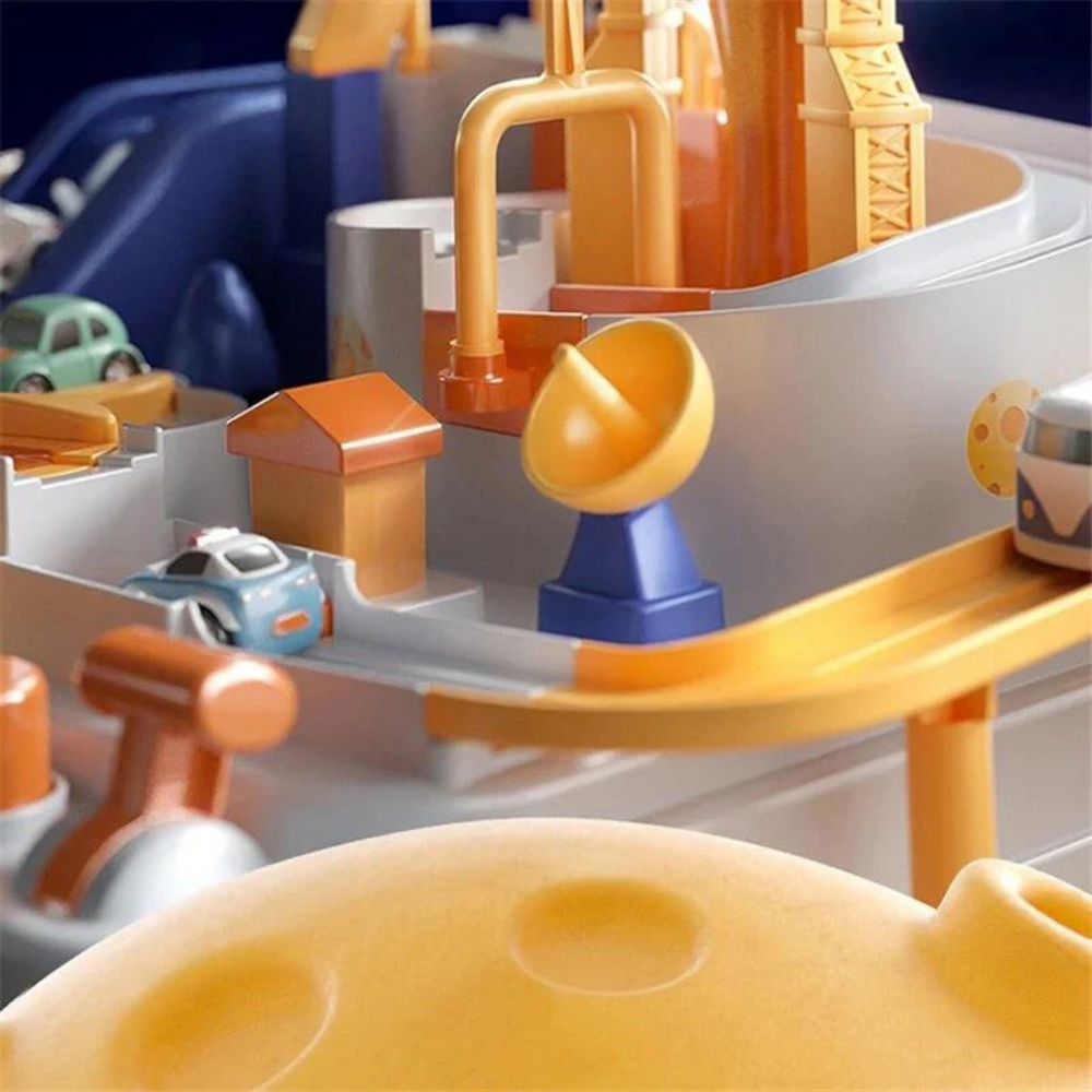 Tor Wyścigowy Space Adventure – Montessori Tor do Zabawy dla Kreatywnej i Edukacyjnej Rozrywki (1-8 Lat)