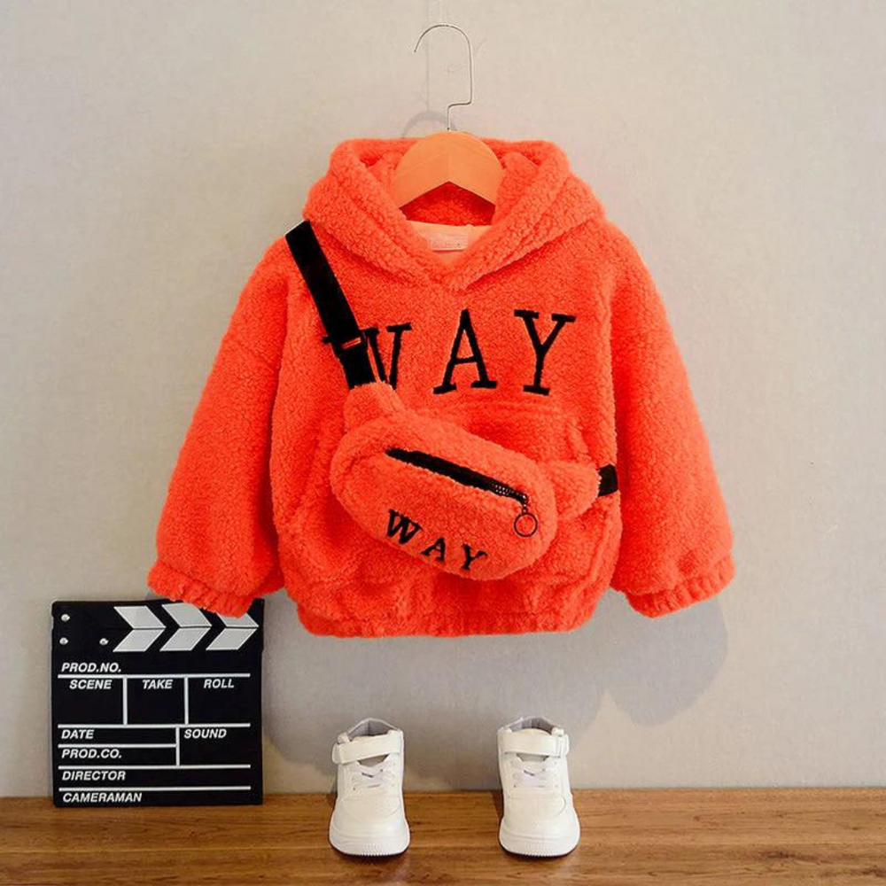 Comfy Combi Teddy Sweater dla Dzieci – Ciepła Bluza z Pasującą Torebką na Ramię 2-7 Lat