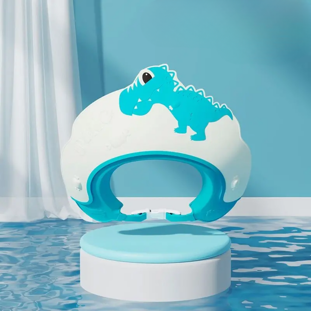 DinoSplash Czapeczka Kąpielowa dla Niemowląt – Ochrona przed Szamponem i Wodą dla Niemowląt i Maluchów