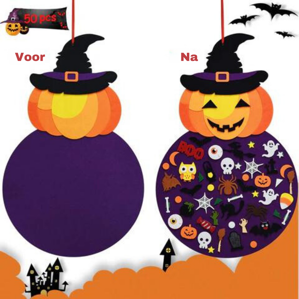 Zestaw Kreatywny Tablica Filcowa Halloween dla Dzieci – 50+ Dekoracji | Kreatywna Zabawa