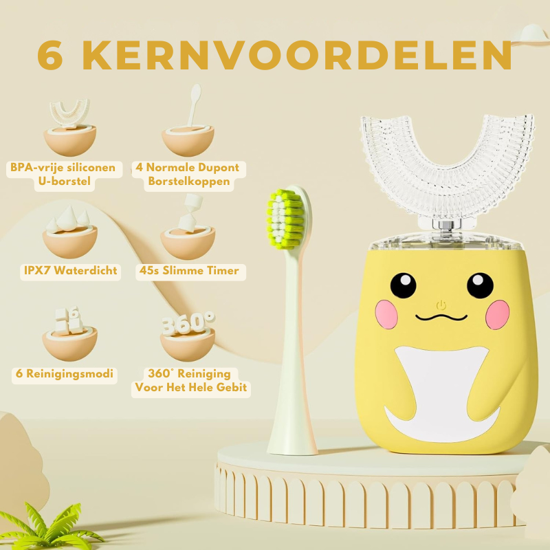 Elektryczna Szczoteczka do Zębów dla Dzieci z 360° Główką U-Brush | SparkleStep Kids SonicBrush – Delikatna, Wodoodporna i z 6 Trybami Czyszczenia