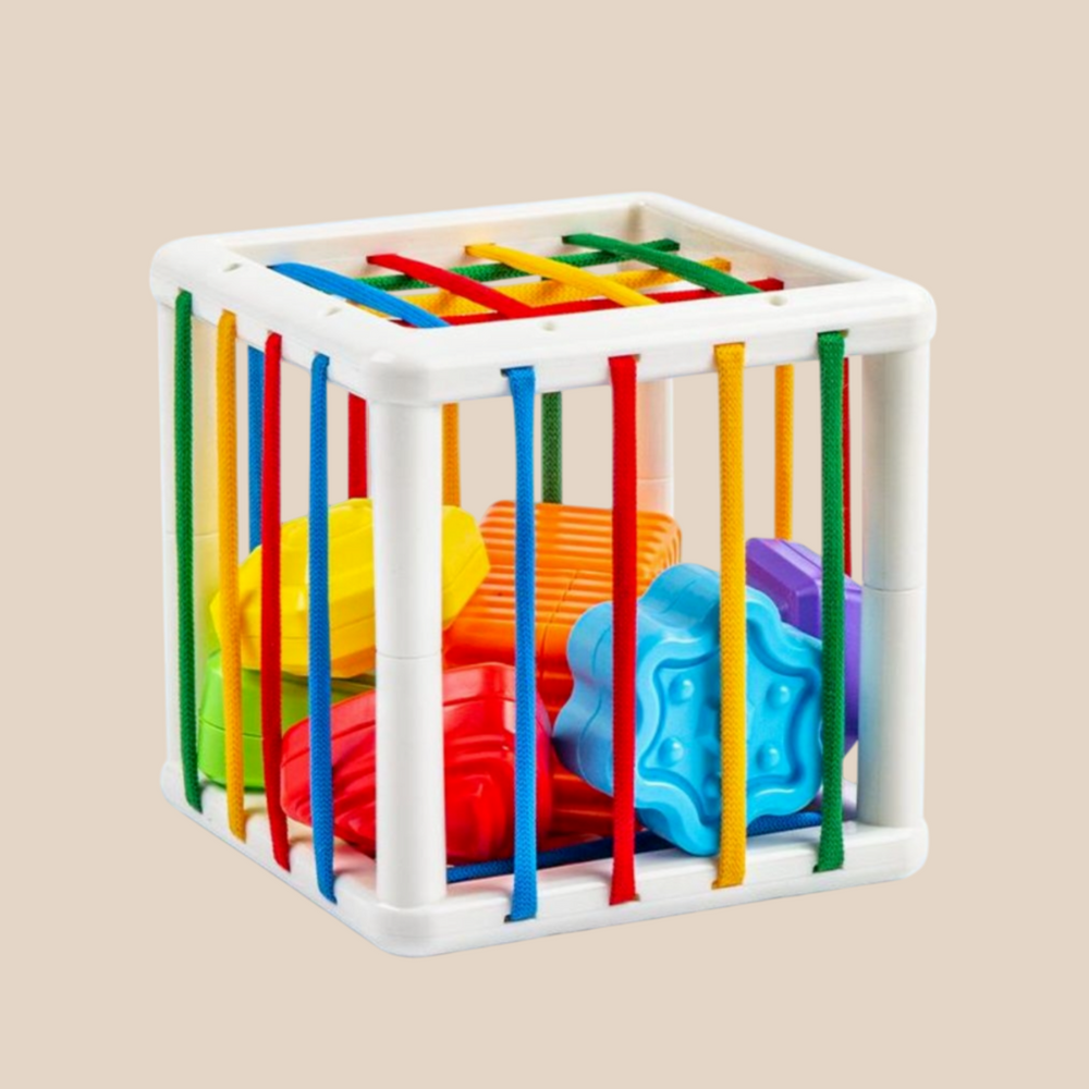 Sensoryczna Kostka Kształtów dla Niemowląt – Zabawka Montessori 6+ Miesięcy