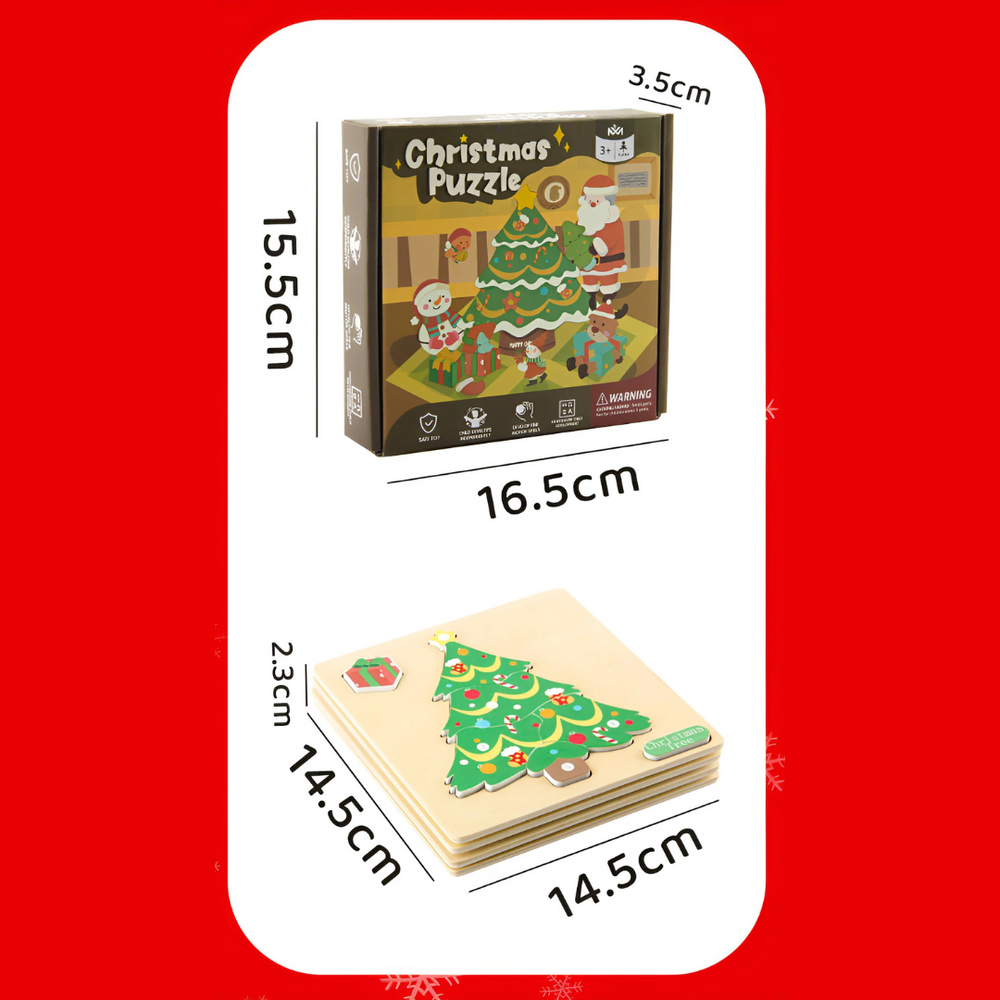 Christmas Puzzle Drewniane Puzzle Bożonarodzeniowe – Zabawka Edukacyjna dla Maluchów i Przedszkolaków