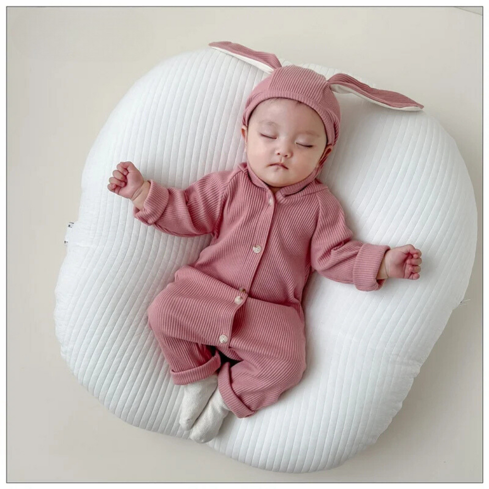 Luvello BunnySnug Pajacyk dla Niemowląt z Króliczymi Uszkami – Miękkie Bawełniane Body Unisex (Rozmiar 66–90)