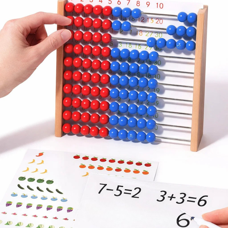 Drewniana Tablica Edukacyjna do Liczenia dla Dzieci – Montessori z Magnetycznymi Krążkami i Tablicą Kredową | Eduvia RekenRond