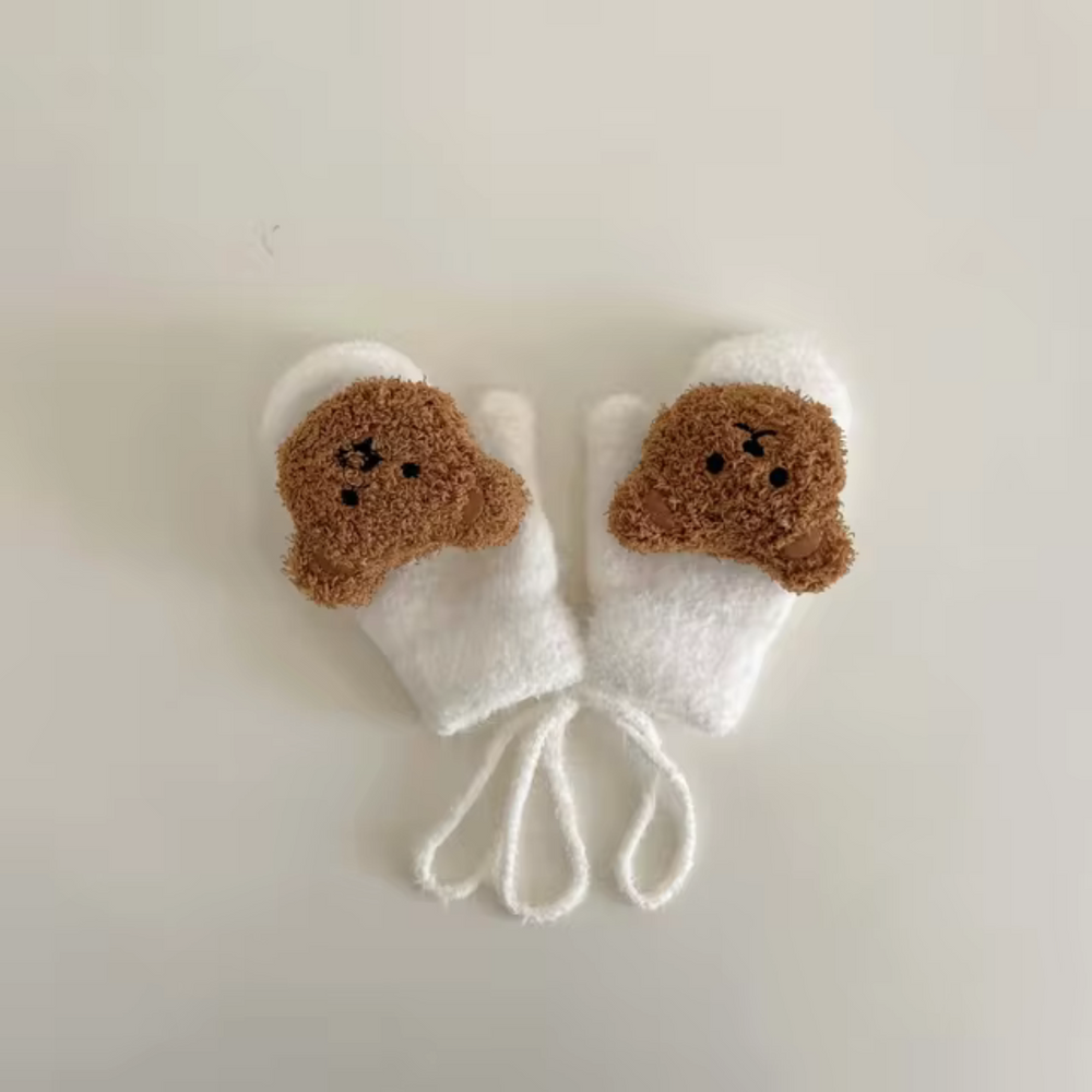 LittleCub Mittens – Ciepłe i Urocze Dziane Rękawiczki dla Niemowląt i Maluchów z Motywem Misia na Jesień i Zimę