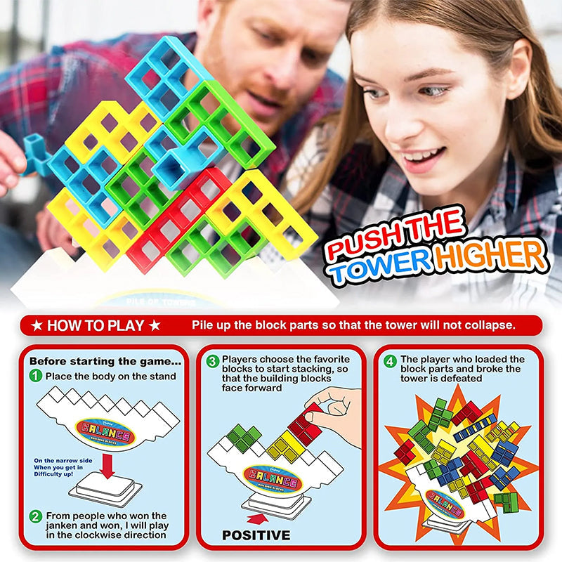 Gra Zręcznościowa z Balansowaniem dla Dzieci i Rodzin – Klocki do Układania w Stylu Tetris