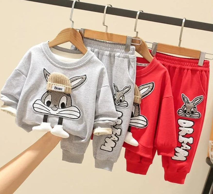 Unisex Ciepły Komplet Bluza i Spodnie z Króliczkiem (2-częściowy)