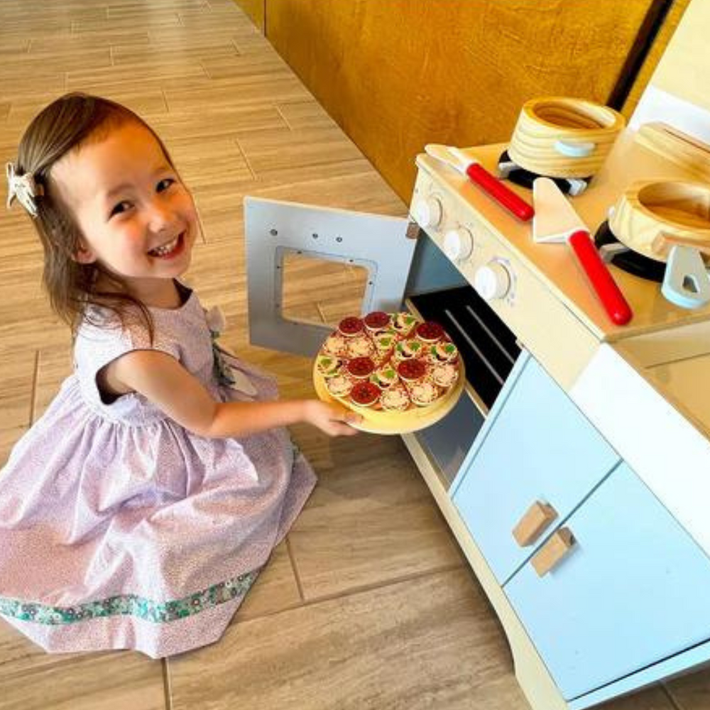Drewniany Zestaw do Pizzy dla Dzieci – Edukacyjna Zabawa w Odgrywanie Ról od 3 lat