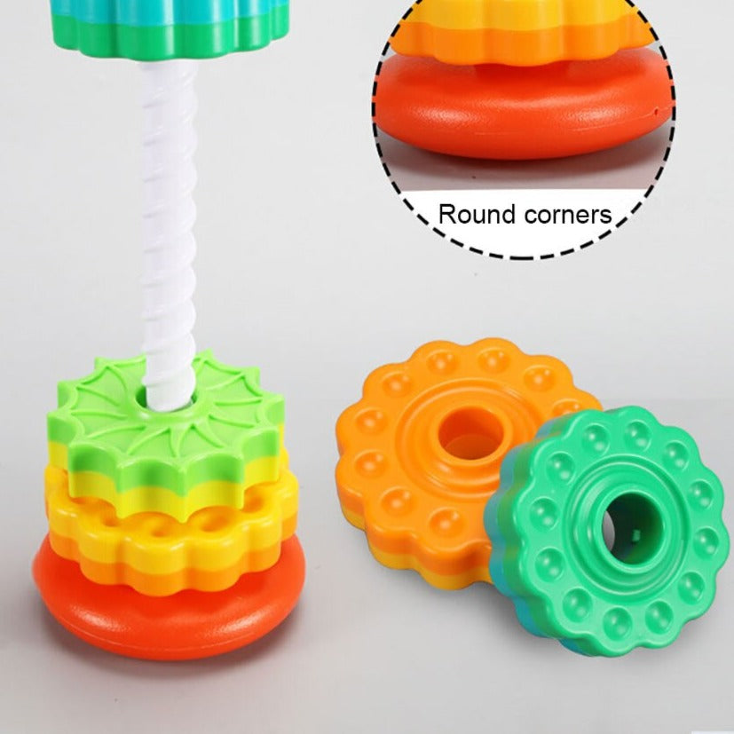 Rotating Tower™ Kolorowa Wieża do Układania – Zabawka Edukacyjna dla Niemowląt i Maluchów (1+)