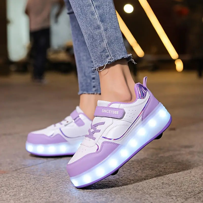 GliderZoom Sneakersy Dziecięce – LED Światełka i Wysuwane Kółka dla Aktywnej Zabawy na Świeżym Powietrzu