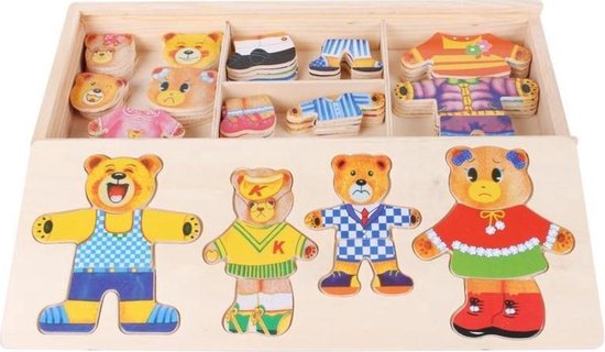 Drewniane Puzzle - TeddyDress Puzzle do Przebierania, Misie, Drewno, 2+ Lata